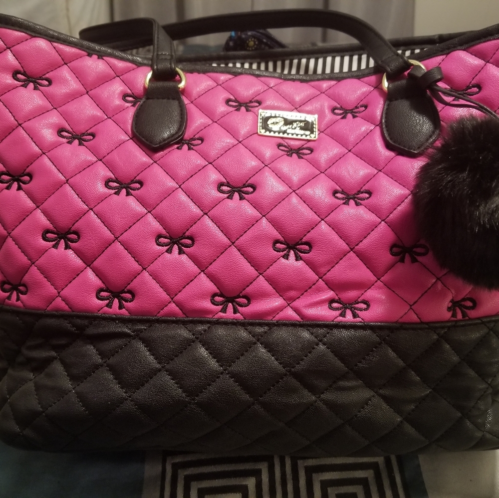 Betsey Johnson hot pink and black purse